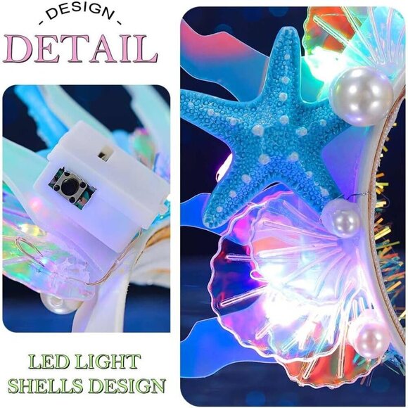 Light Up Mermaid Headband LED Starfish Sea Hair Accessory for Women main image 5